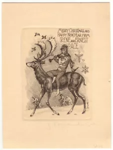 JULIO FERNANDEZ SAEZ: Neujahrsgraphik P. F. für Irene and Ernest Pace, Rentier - Imagen 1 de 1