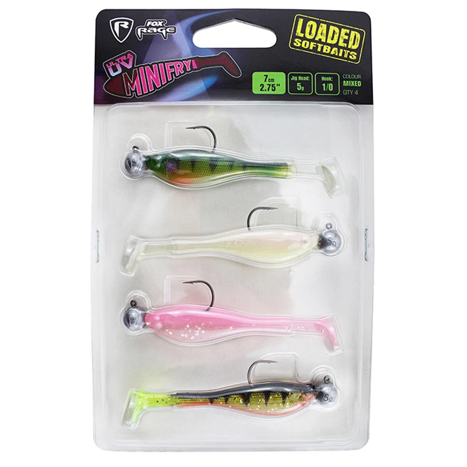 Fox Rage Mini Fry 7cm Loaded UV Mixed Colour Pack X4 Gummifisch Set - Bild 1 von 1