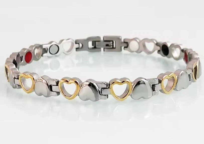 Armband Magnet Edelstahl Bicolor Look Herz Elemente Damen Modeschmuck - Bild 1 von 4