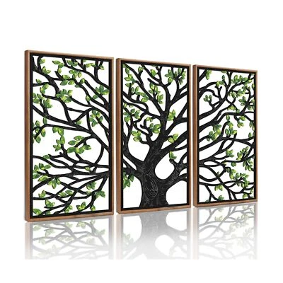 CHDITB Wooden Tree of Life Framed Wall Art(Set of 3, 16"x32"), 3 Panel Rustic... - Image 1 of 4