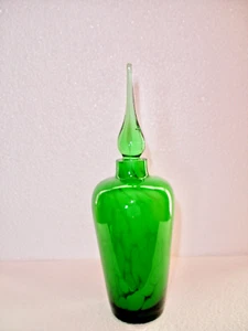 Elegant Vintage Emerald Green Perfume Bottle With Original Stopper & Dobber - Picture 1 of 7