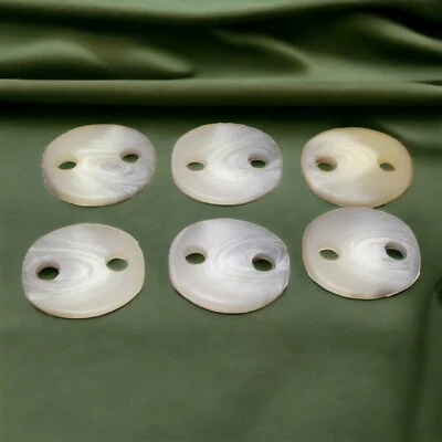 Vtg 6 Matte Oval Sewing Button Cream Gray Swirl Marble 1 1/4" X 1" 2 hole - Image 1 of 4