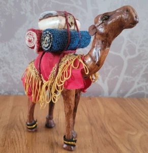 Camel Figurine Leather stuffed Middle East Folk Art - Picture 1 of 14