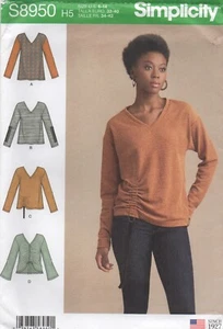 Simplicity Sewing Pattern 8950 Tops in Knit Fabric V Neck Ruched Size 6 - 14 New - Picture 1 of 13