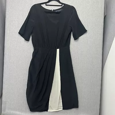 French Connection Dress Womens 10 Black White Silk Shift Short Sleeve 4483 - image 1 of 4