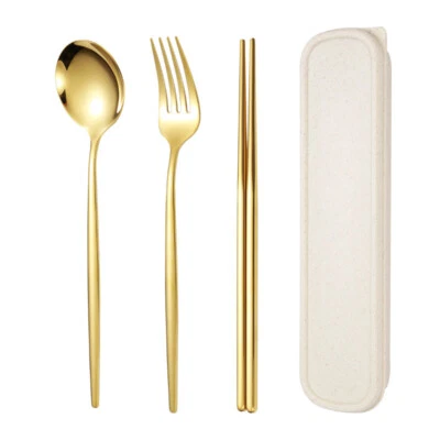 Portable stainless steel cutlery set, reusable, equipped with storage box - Image 1 of 4