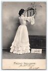 c1905 New Year Calendar Pretty Woman Dress White Hamburg Germany Posted Postcard