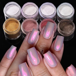 Pearl Nail Powder Pigment Glitter Dust Chrome Auroras Decor Semi Permanent ^ - Picture 1 of 22