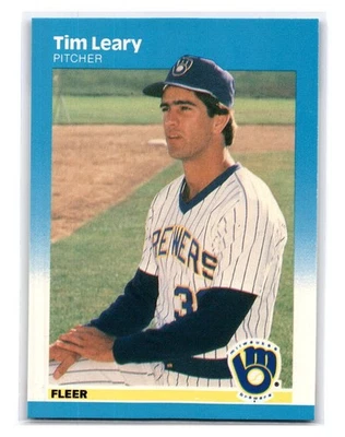 1987 Fleer Glossy #348 Tim Leary - Milwaukee Brewers - Image 1 of 2