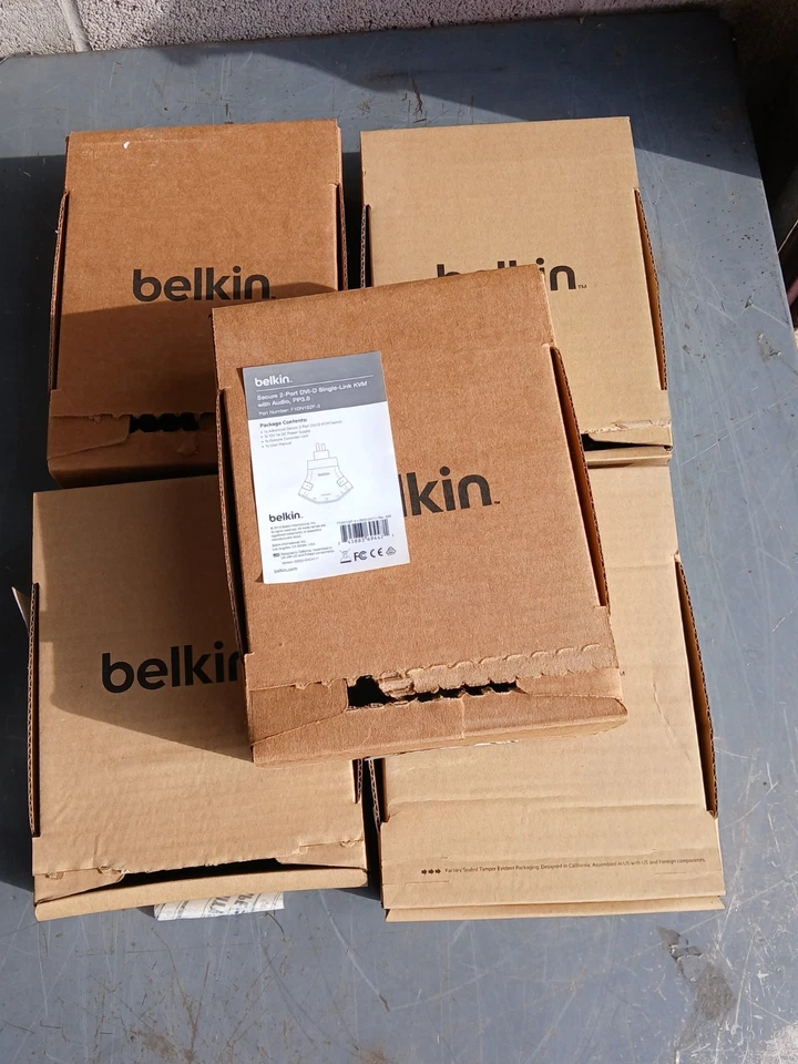 (5) Belkin F1DN102F-3 - 2-Port DVI-D Single Link KVM w/ Audio PP3.0 (Open Box) - Image 1 of 4
