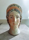 MASCHERA TESTA ETRUSCA TUTTO TONDO TERRACOTTA NO ANTICA PATINATA 20x11 cm circa