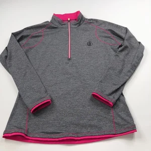 FootJoy FJ Golf Medium Women's 1/4 Zip Long Sleeve Mock Neck Pullover Gray Pink - Picture 1 of 8