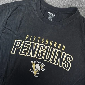 Reebok Pittsburgh Penguins NHL Hockey T-Shirt Mens Large Black Gold - Picture 1 of 12