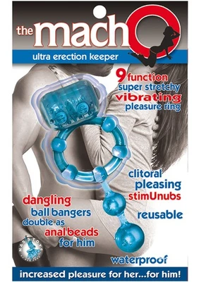  The MachO Ultra Erection Keeper Vibrating Cock Ring - Blue  - Image 1 of 2