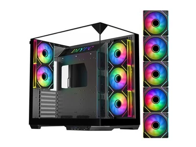 DIYPC  ARGB-DC800-BK Black Dual USB3.0 and Type C Tempered Glass ATX Mid Tower G - Image 1 of 4