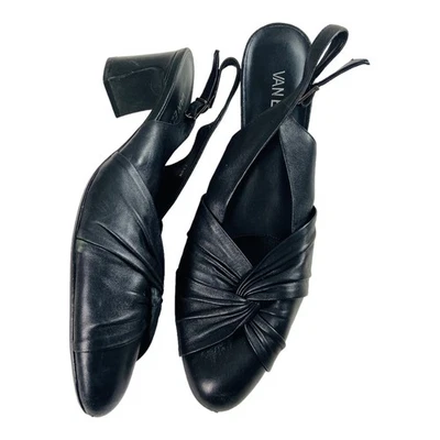 4093 VANELi Mujer Cuero Negro Bombas Punta Cerrada Cordones EE. UU. 11.5 Bloque Tacones Foto 1 de 4