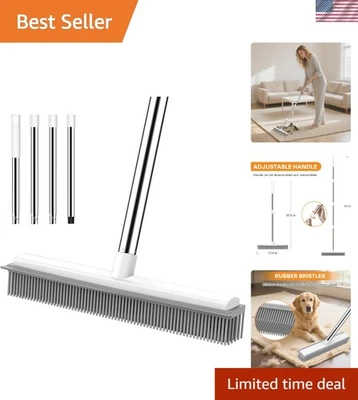 Hair Rubber Broom with Carpet Rake and Squeegee, 2 in 1 Floor Brush for Carpet, - Image 1 of 4