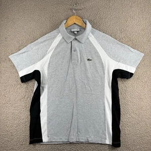 Lacoste Poloshirt Herren Größe L Grau Weiß Schwarz Sport Tennis 100% Baumwolle - Bild 1 von 12