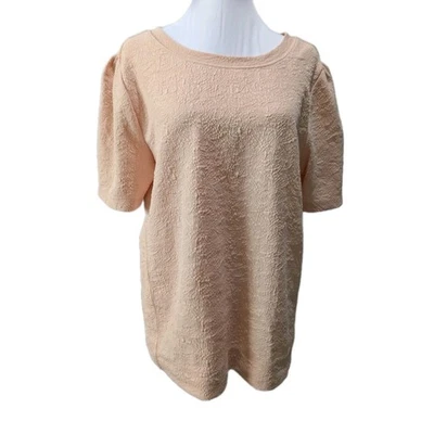 Blusa Top Blusa Melocotón Loft Para Mujer Talla Grande Brocado Manga Corta Cuello Redondo Foto 1 de 4