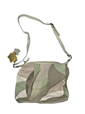 VTG 80s Patchwork Pastel Soft Leather Suede Earthy Boho Hippie Shoulder Bag NWT - Image 1 of 4