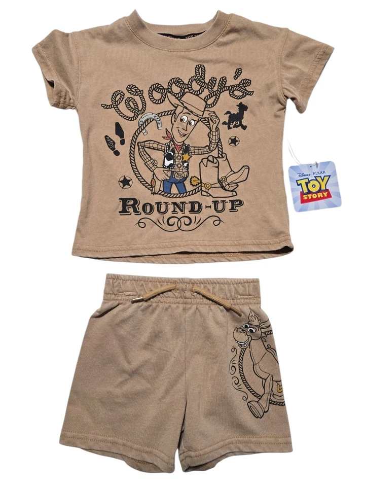 Новый Disney Toy Story деревянный Baby мальчиков 12 месяцев коричневый ковбой хлопок шорты комплект - Изображение 1 из 4