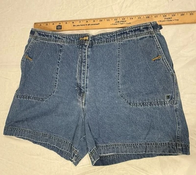 Pantalones cortos de mezclilla para mujer Kim Rogers talla 16 azules bolsillos ajustables en la cintura con botones Foto 1 de 4