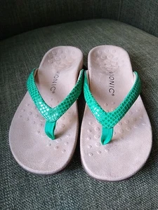 Vionic Dillon Women's Toe-post Supportive Sandals Flip Flops Green Sz 5 - Picture 1 of 5