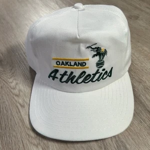 Vintage Oakland Athletics Hat Snapback MLB Baseball Annco White Cap - Picture 1 of 10