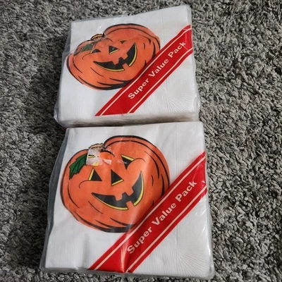 2 упаковки винтажных салфеток из тыквы для Хэллоуина 2 слоя 30 штук 60 ВСЕГО пляжных товаров - Изображение 1 из 4