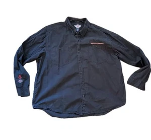 Harley Davidson Button Down Shirt Mens 3XLarge Black Longsleeve Embroidered Logo - Picture 1 of 15