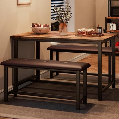 Set for 4 Dining Table Kitchen Table with Upholstered Bench Small Space - Image 1 of 4