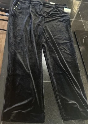 Pantalones para mujer Anne Klein negros/elásticos de terciopelo pierna recta talla 16 nuevos con etiquetas Foto 1 de 4