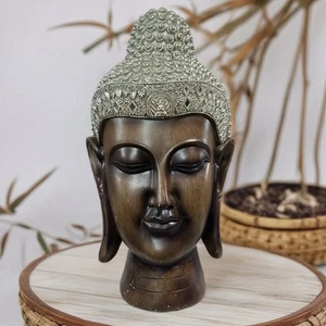 Estatuilla escultura cabeza de Buda tibetano meditando de colección - Imagen 1 de 11