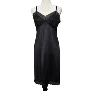 De Colección Vassarette Slip Talla S/M Negro Nylon Encaje Años 60 70 Lenceríacore Camisón Gótico - Imagen 1 de 11