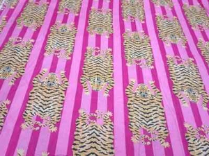 25 Yards Fabric Indian Pink Tiger Hand Printed Cotton Fabric Sewing Fabrics - Picture 1 of 5