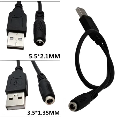 USB 2.0 Male to 5.5 x 2.1mm 3.5 x 1.35 DC Female Adapter Power Charge Cable Cord - Image 1 of 4