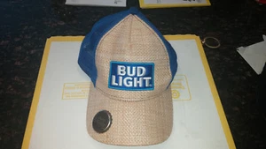 Bud Light Beer Bottle Opener Beach Straw Mesh Snapback Cap Hat OSFM - Bild 1 von 3