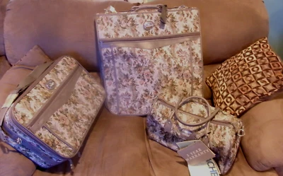 Vintage Luggage 3 Piece Set Jordache Floral Design DIAMOND HEAD COLLECTION - Image 1 of 4