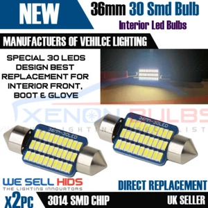 239 C5W 272 Cúpula 36mm 30 SMD LED Festoon sin canbus libre de errores Super Frío Blanco - Imagen 1 de 2