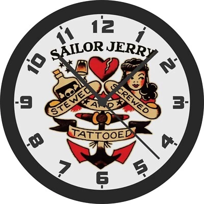 Ilustración de tatuaje The Original Sailor Jerry. Reloj de pared 10 pulgadas de diámetro.-Elige 1 de 9 Foto 1 de 4