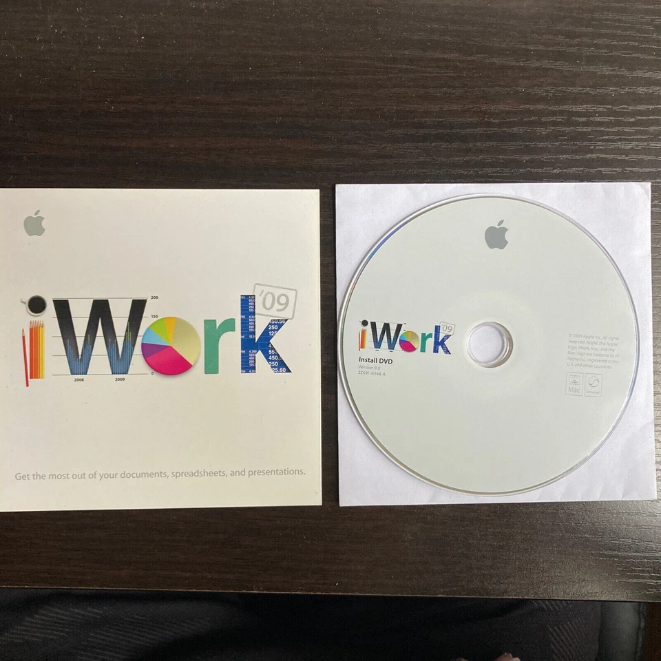 Apple iWork 09 Software v9.0 Install DVD Mac Macintosh Office Disc 2009 Computer - Image 1 of 1