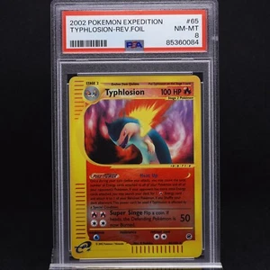 PSA 8 Typhlosion 65/165 Expedition 2002 WOTC Reverse Holo Graded Rare Pokemon - Picture 1 of 3