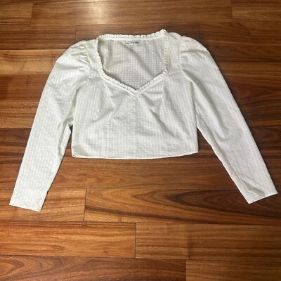 Blusa Topshop Blanca Guinga Cuello Cuadrado Manga Larga EE. UU. 8 Foto 1 de 4
