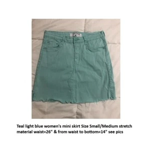 Women's Teal Stretch Mini-Skirt by "In Control Clothing" Size S/Med pre-owned - Picture 1 of 6