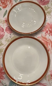 2 Platos de Cena Richard Ginori C-8 Palermo Rojo 10 3/8" De Colección Oro Óxido Italia - Imagen 1 de 9