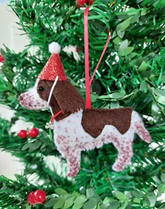 Springer Spaniel Perro Fieltro Árbol de Navidad Decoraciones con Sombrero de Fiesta Desmontable - Imagen 1 de 6