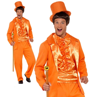Disfraz de Esmoquin Estúpido Años 90 Para Hombre Ciervo Vestido Elegante Traje Naranja Foto 1 de 2