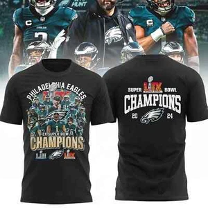 Philadelphia 2024-25 Eagle 2X Super Bowl Champions LII LIX T-Shirt Gift S-4XL - Picture 1 of 6