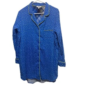Van Winkle Women's Portuguese Flannel Polka Dots Pajama Shirt Dress Size Large - Picture 1 of 7