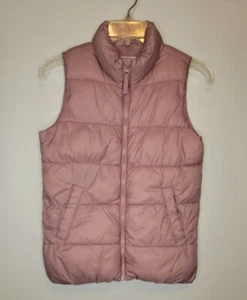 Old Navy Puffer Vest Girls Lg (10-12) Full Zip Mauve Fleece Lined Snow Skiing - Picture 1 of 6